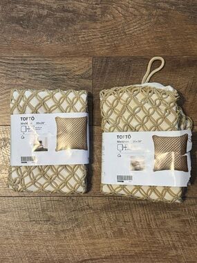 IKEA TOFTÖ Decorative Throw Pillow Cover 20x20 in Cream and Tan (set of 2)
